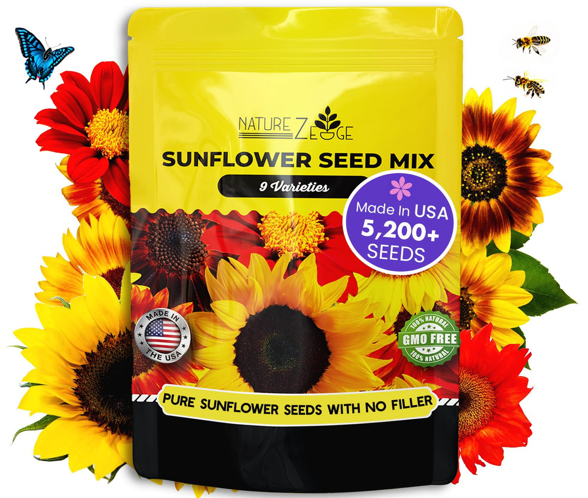 NatureZ Edge 5200+ sunflower seeds bulk pack ready for direct outdoor sowing and abundant blooms.