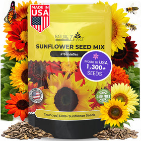 NatureZ Edge 1300+ sunflower seeds variety pack for a colorful, diverse garden border.
