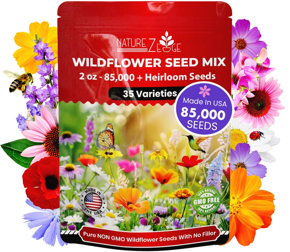 NatureZ Edge wildflower seeds mix pack for outdoor planting and colorful borders