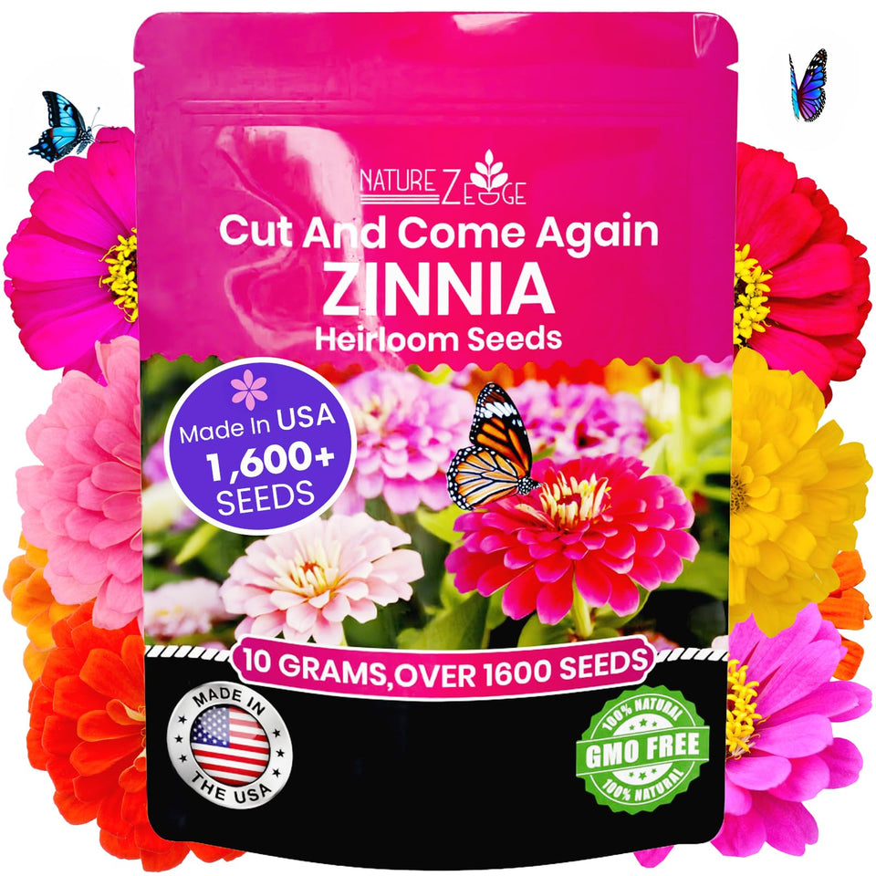 NatureZ Edge zinnia seeds mix packaging, ideal for starting a sunny garden bed.