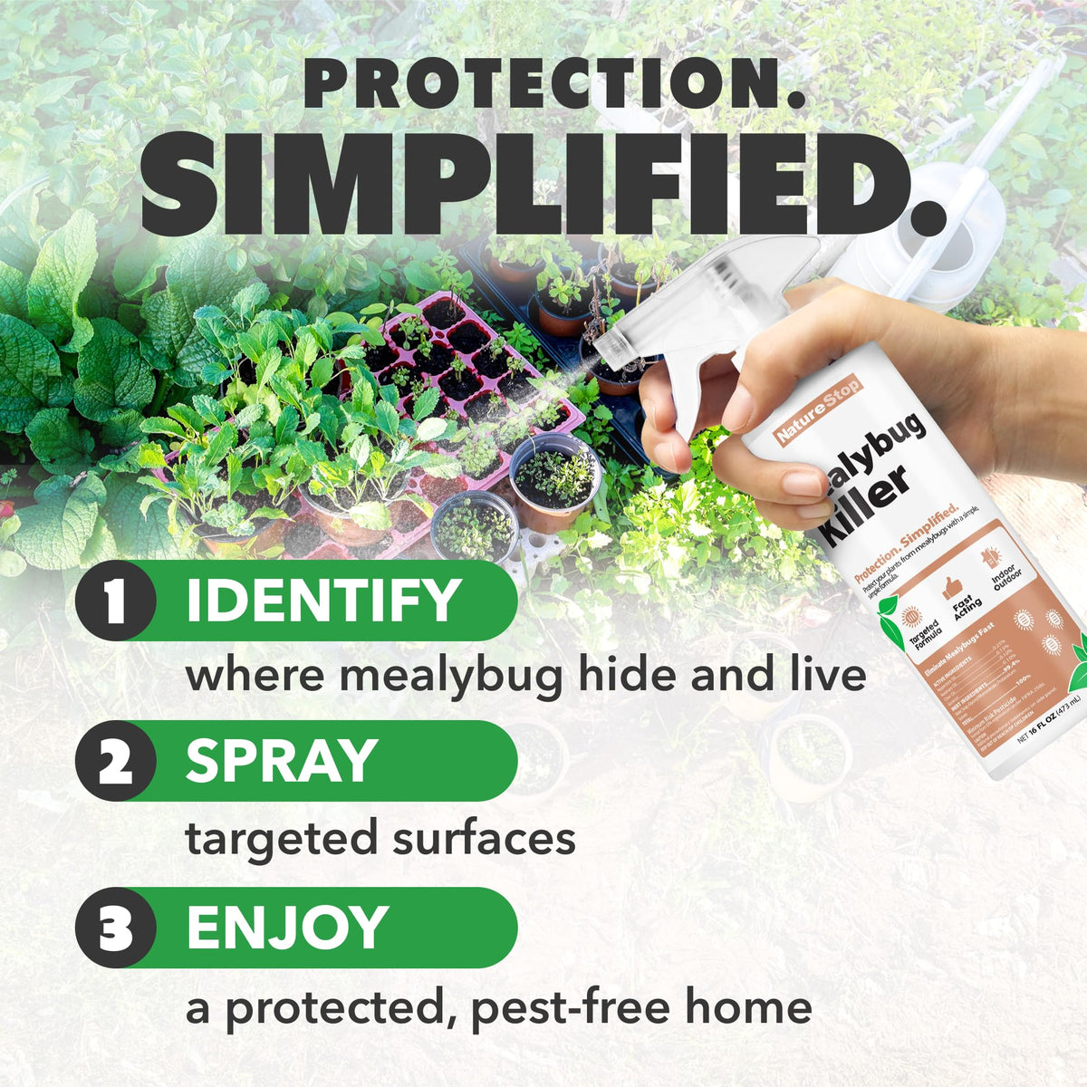 NatureStop Mealy Bug Killer bottle 16oz offers convenient, reliable garden pest control.