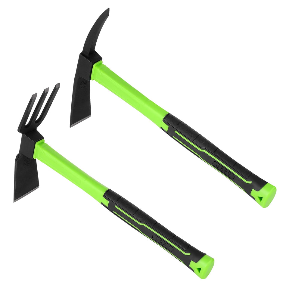 NAUKII two-piece garden hoes with ergonomic handles for comfortable grip during weeding.