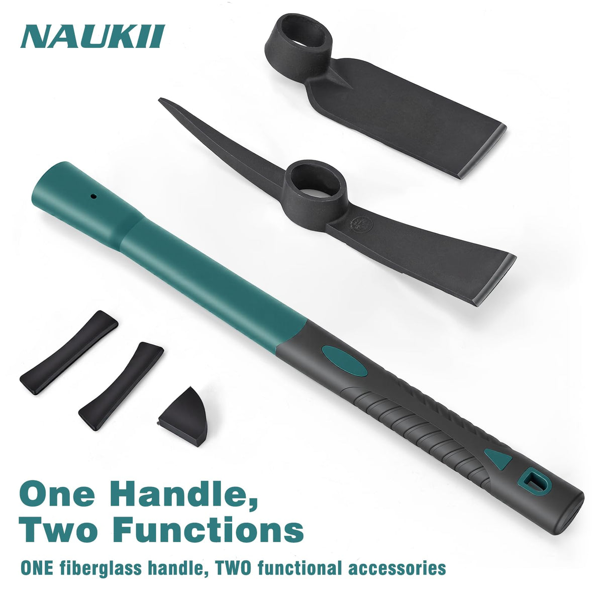 NAUKII two-head attachments enabling versatile tasks.