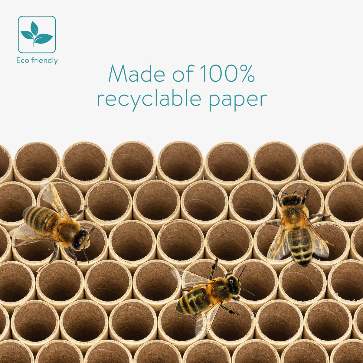 Navaris bee tubes installed in insect hotel to attract pollinators.