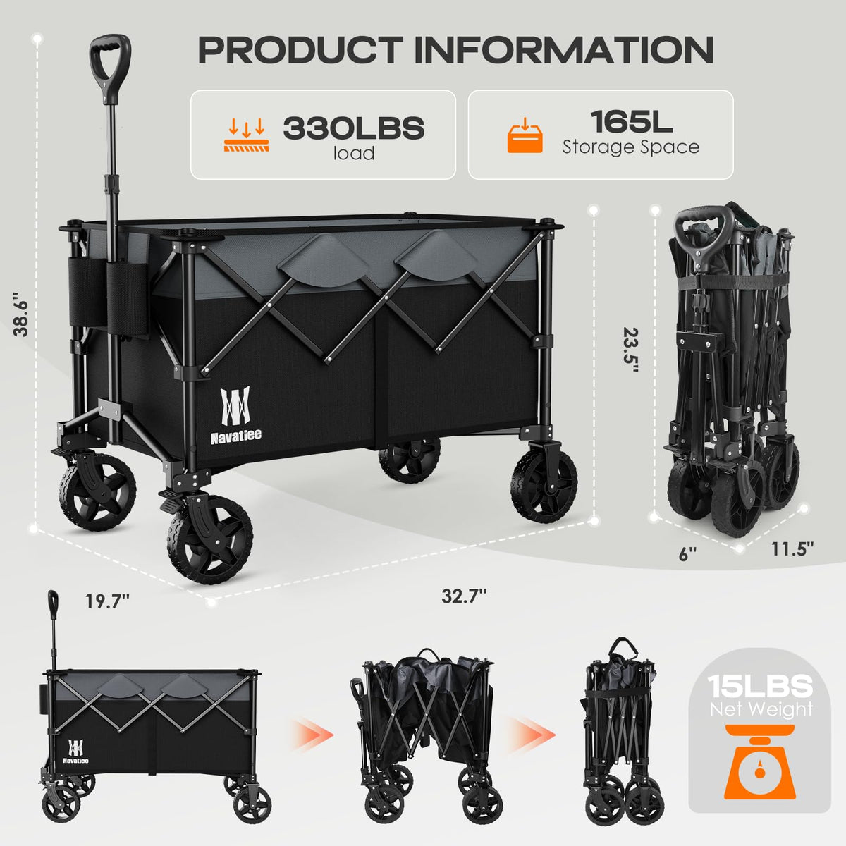Navatiee versatile wagon suits groceries, camping, and family trips.