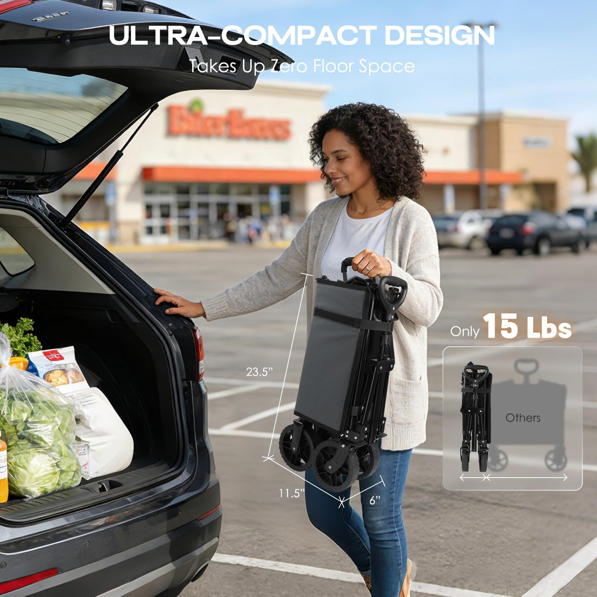 Navatiee folding wagon with one-step design helps quick, tool-free setup.