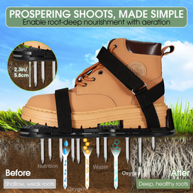 NAZZO lawn aerator shoes with adjustable straps for a secure fit.