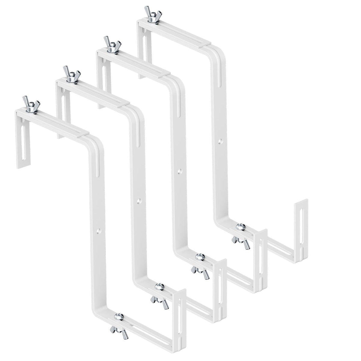 NBPUJ adjustable planter brackets top view showing sizing flexibility for planters