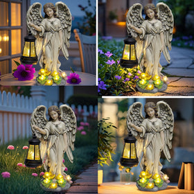 NBQQ Angel garden glow along the front yard at night