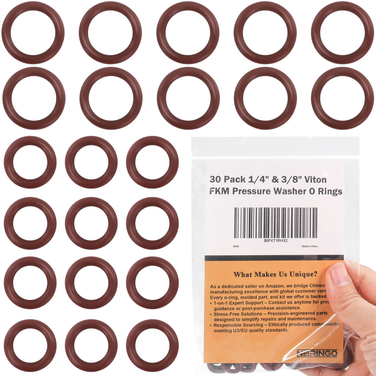 NBRINGO power washer o-rings 30-pack box, ready for quick replacement