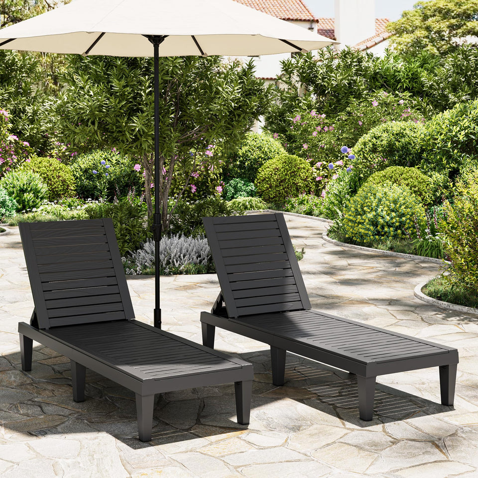 NBYSGO outdoor lounge chairs set of 2 with 5-position backrest for customizable comfort.