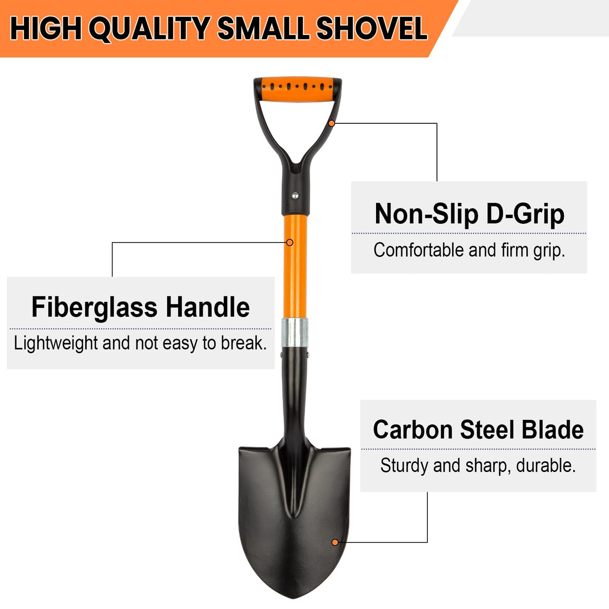 N/C small garden shovel 28inch D-handle grip for comfortable long use