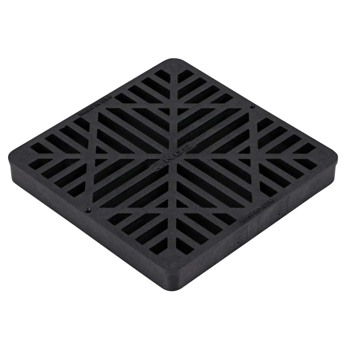 NDS 980G square catch basin grate with diamond design blocking debris while letting water flow