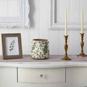 Nearly Natural ceramic vase with kiln-fired finish, adds durable, luxurious texture to any room.