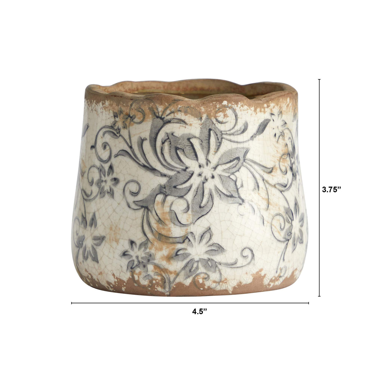 Nearly Natural Tuscan planter side view, perfect for pairing with faux florals