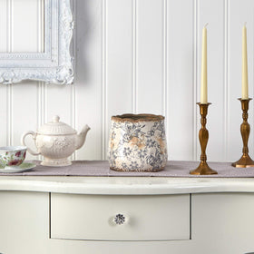 Nearly Natural tuscan-gray-scroll ceramic planter indoor accent with timeless charm.