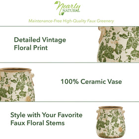 Nearly Natural indoor-use vase with no drainage holes, easy to clean and maintain.