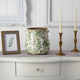 Nearly Natural decorative vase on shelf display, versatile for empty or floral arrangements.