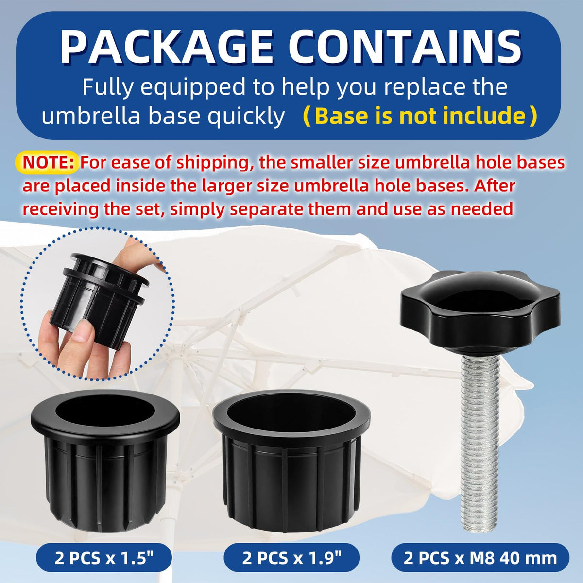 NEATABY umbrella base ring 1.55 inch supports stable shade in windy spaces