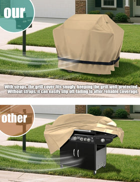 NebulaEdge adjustable straps tightening around the grill cover for a snug fit