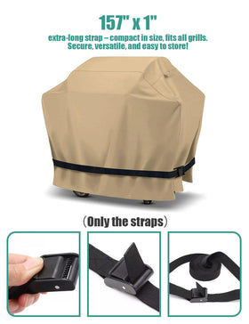 NebulaEdge grill cover straps demonstrating universal fit across sizes