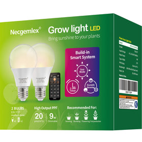 Necgemlex sun-mode grow light bulb simulating daylight for indoor plants.