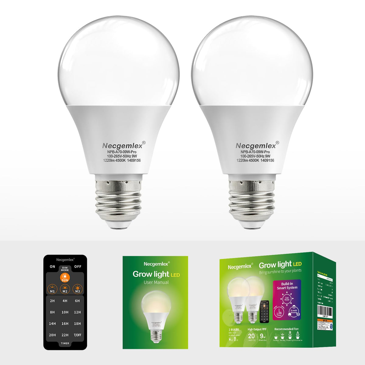 Necgemlex two-pack provides a ready-to-use grow lighting solution for rooms.