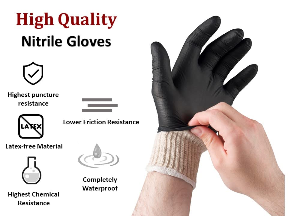 Nechtik black nitrile gloves in use for safe food handling.