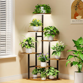 Nedechom corner plant stand with grow lights showcasing seven-tier layout for indoor plants
