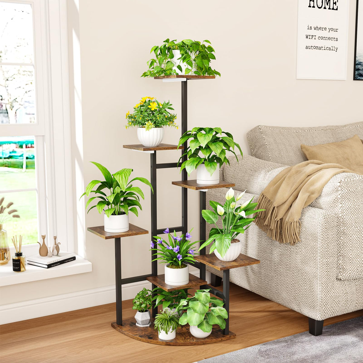 Nedechom grow lights integrated into stand aiding plant growth