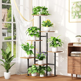 Nedechom indoor plant display shelves in living room corner
