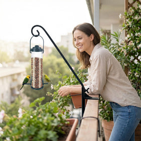 NEECONG bird feeder hanging hook enhances garden viewing and bird activity.
