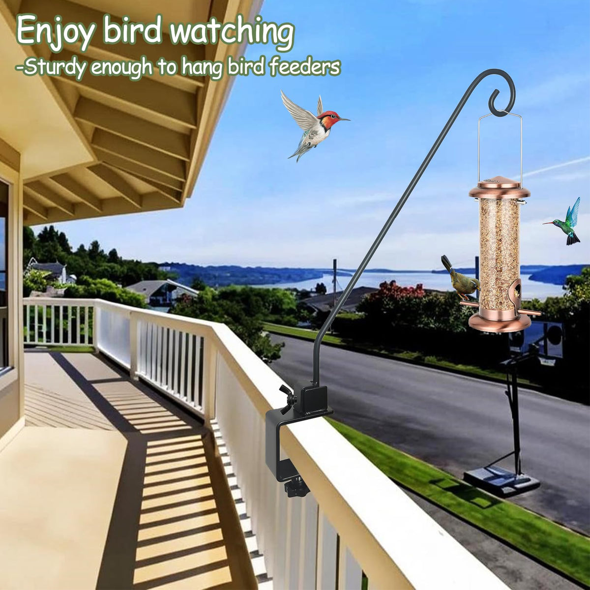 NEECONG hanging deck hook for bird feeder enhances yard viewing