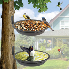 NEECONG two bird feeders tree-mounted for durable outdoor use and easy viewing