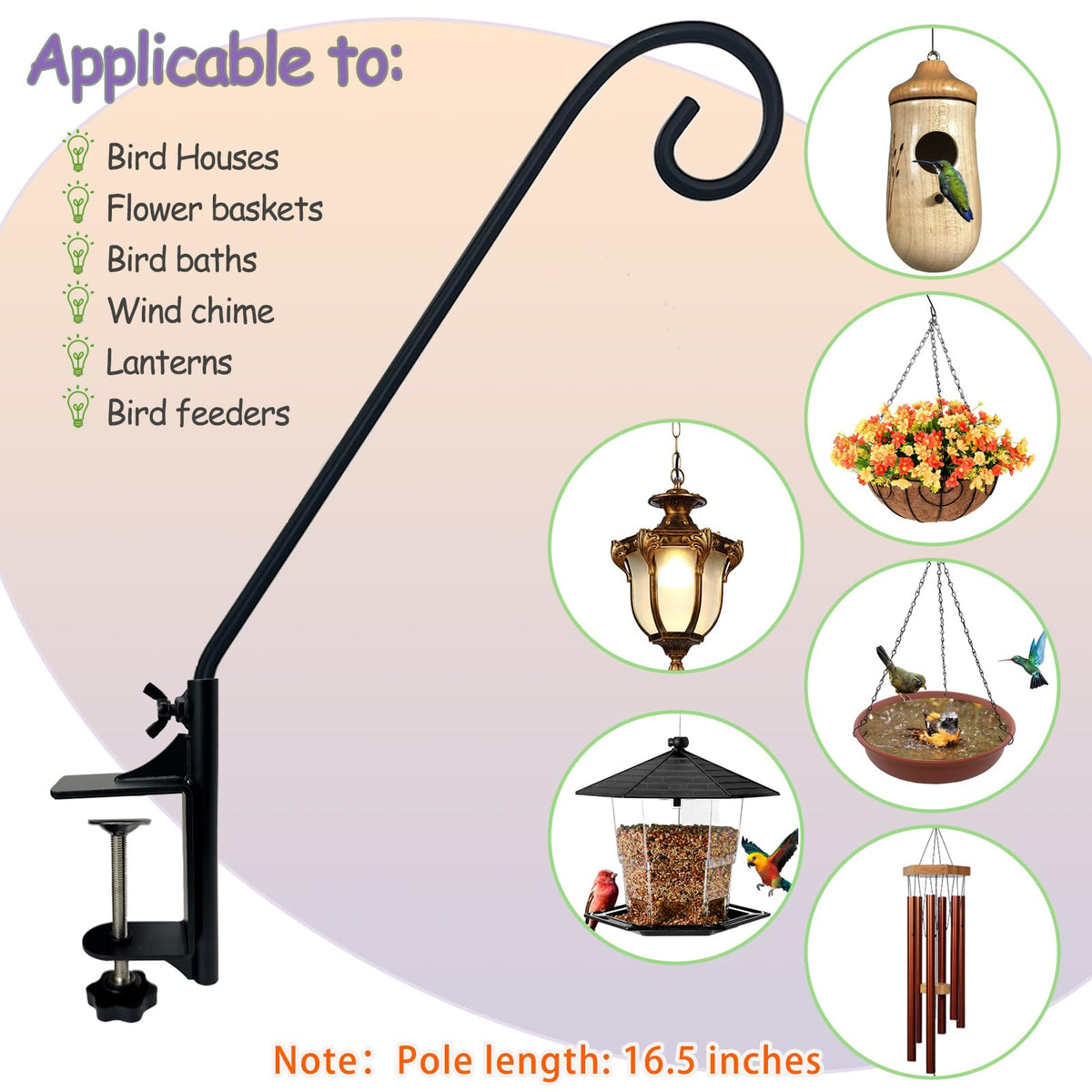 NEECONG wind chimes hook provides secure outdoor decoration display.