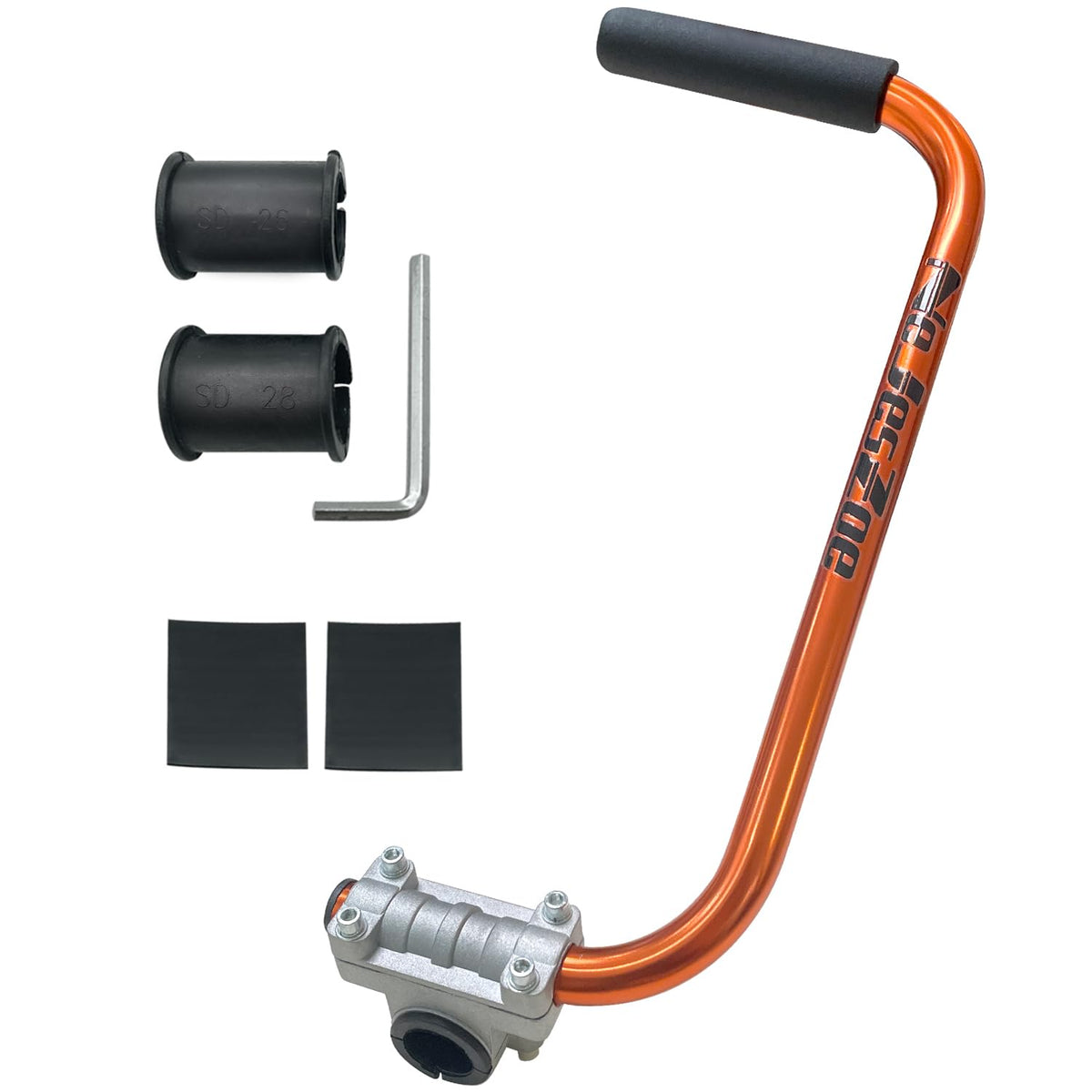 NeJesZoe ergonomic-trimmer-handle-orange for improved posture during yard work.