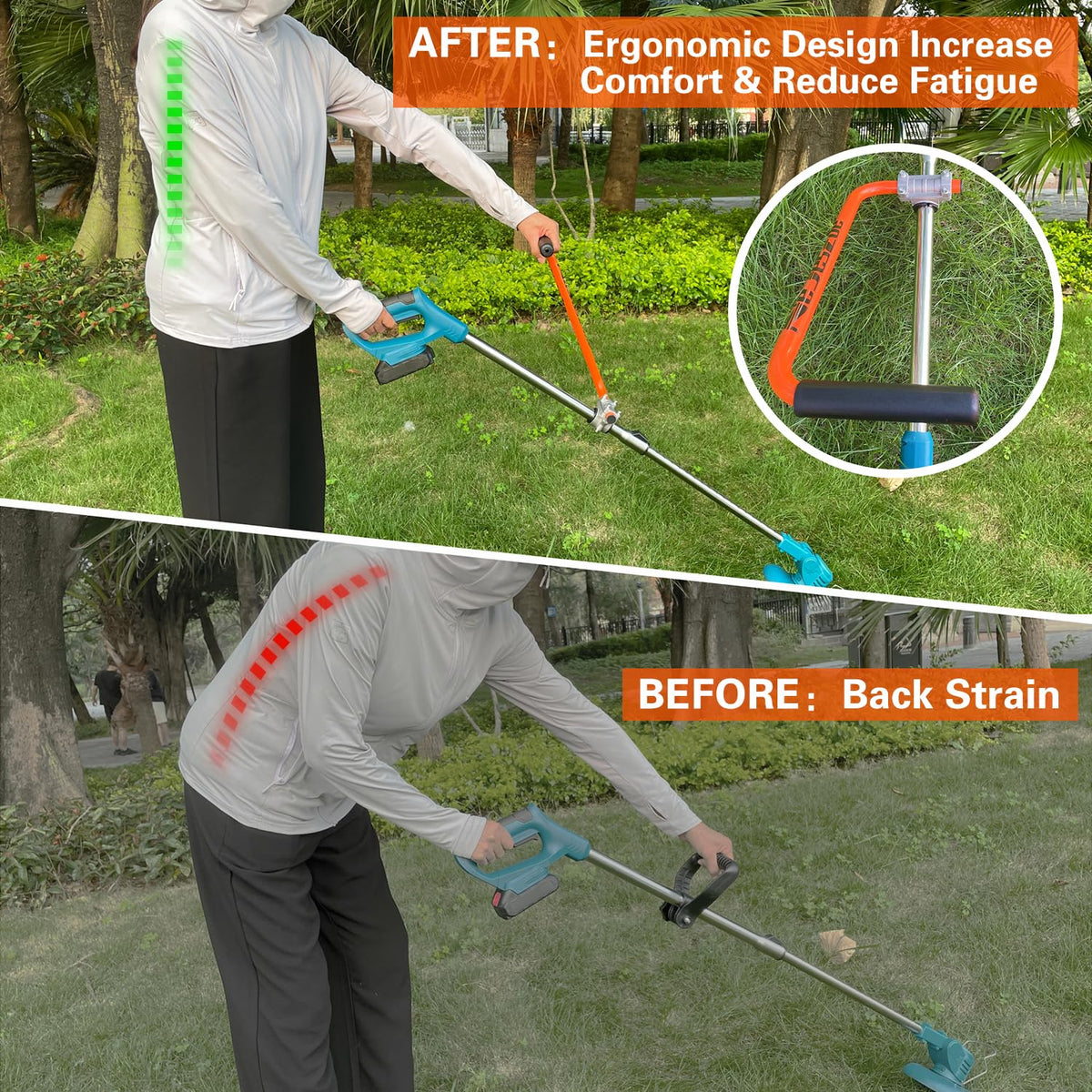 NeJesZoe lightweight aluminum trimmer handle supports long trimming sessions