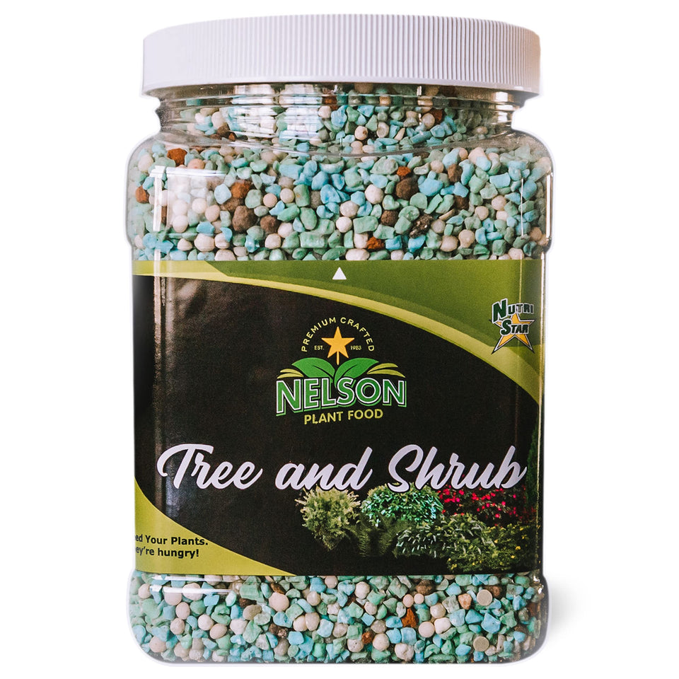 Nelson NutriStar 21-6-8 granular fertilizer for trees and shrubs promotes balanced growth and vibrant foliage