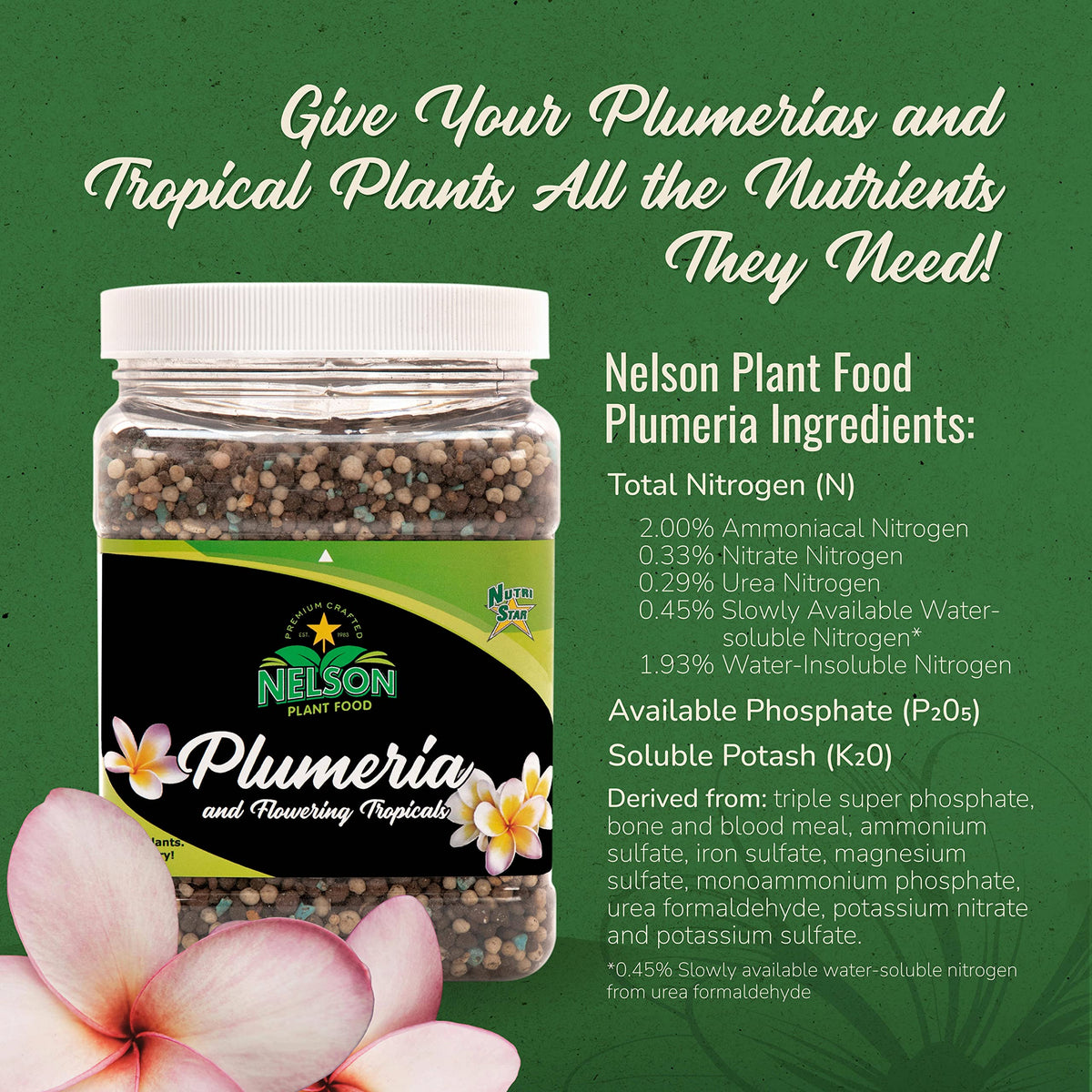 Nelson NutriStar granules beside orchid pots indicate easy container feeding