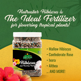 Nelson NutriStar Hibiscus fertilizer bag showing packaging and easy storage
