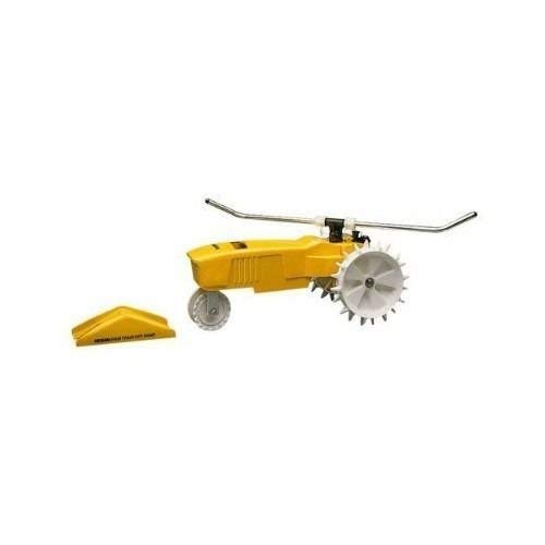 Nelson Rain Train traveling sprinkler on a hose rail waters large lawns evenly
