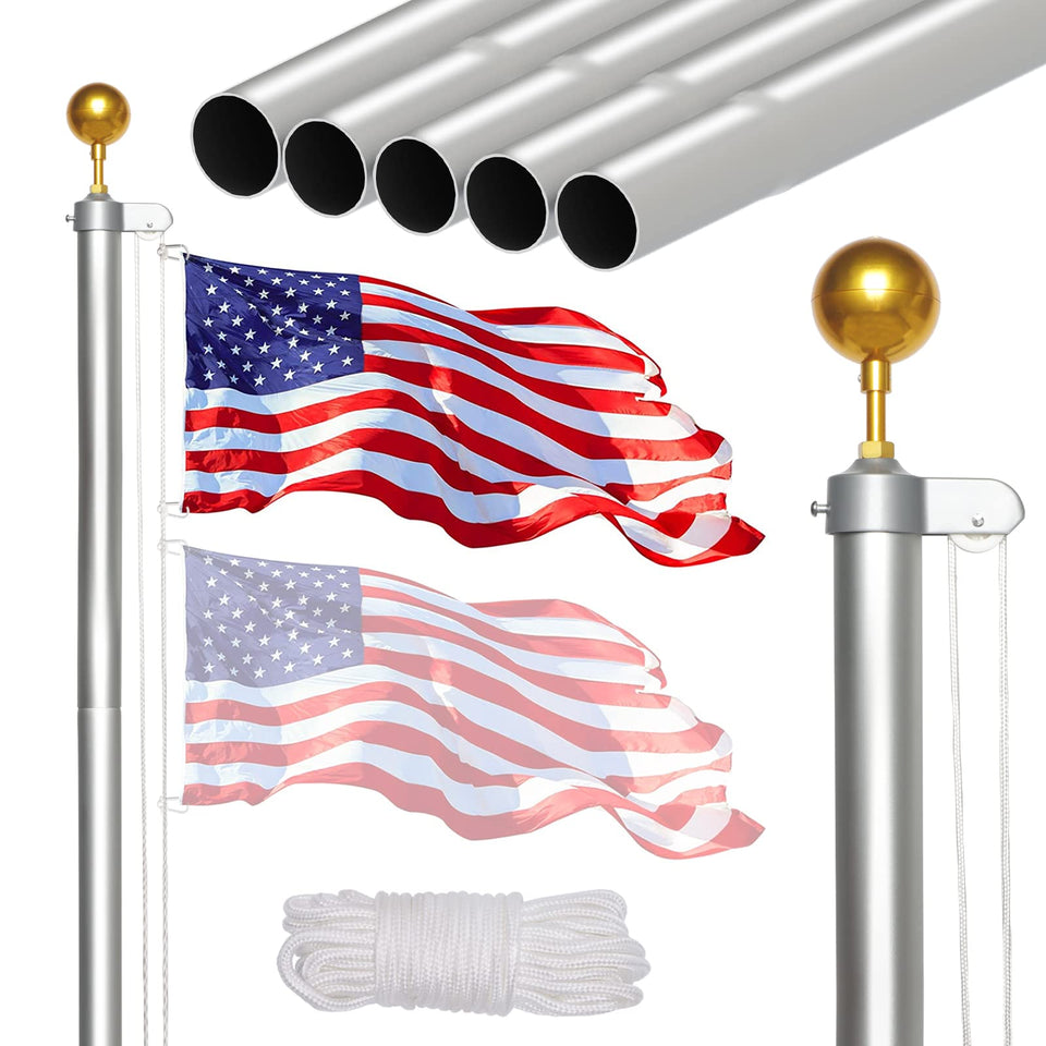 NELXINJO 20ft flagpole in silver for durable outdoor display