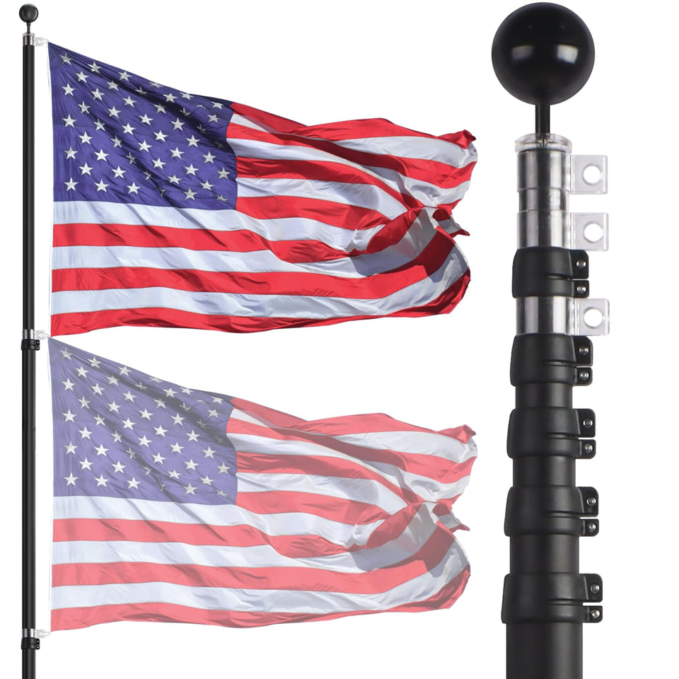 NELXINJO 20ft telescopic flag pole exterior view for durable outdoor display.