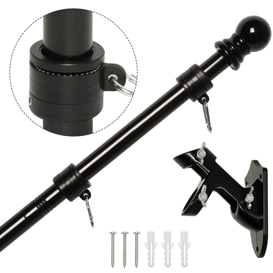 NELXINJO 5ft stainless flag pole for durable outdoor mounting with bracket.