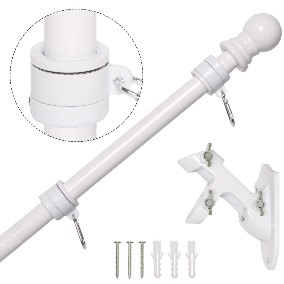 NELXINJO 6ft flag pole kit outdoor-bracket view highlights weatherproof stainless steel