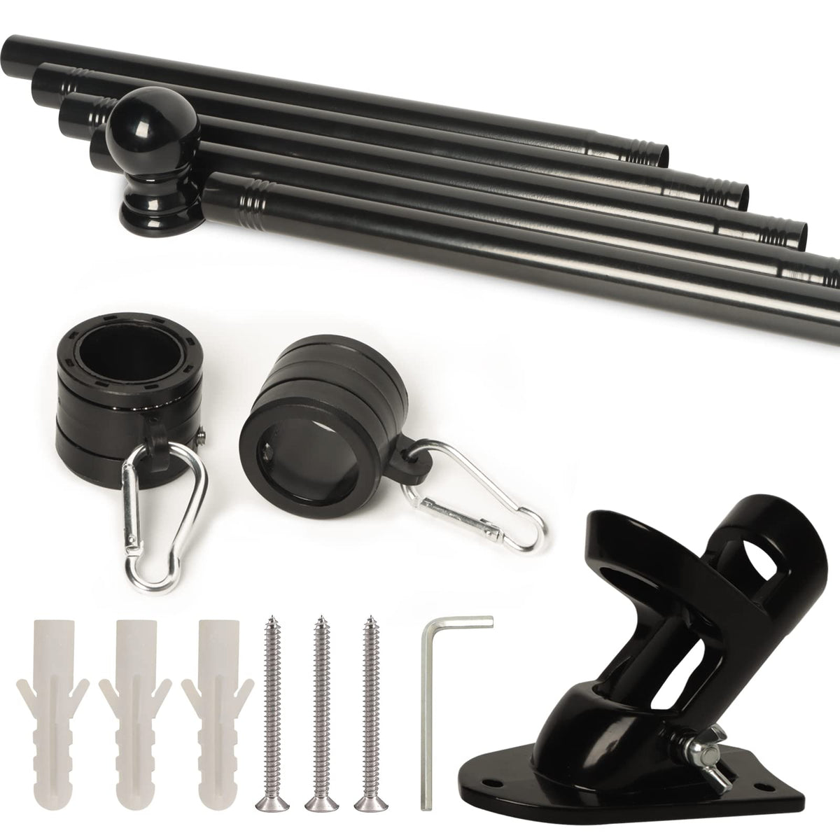 NELXINJO adjustable-length flag pole from 1.3 to 6 feet fits various setups.