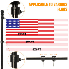 NELXINJO adjustable-length flag pole from 1.3ft to 5ft for versatility.
