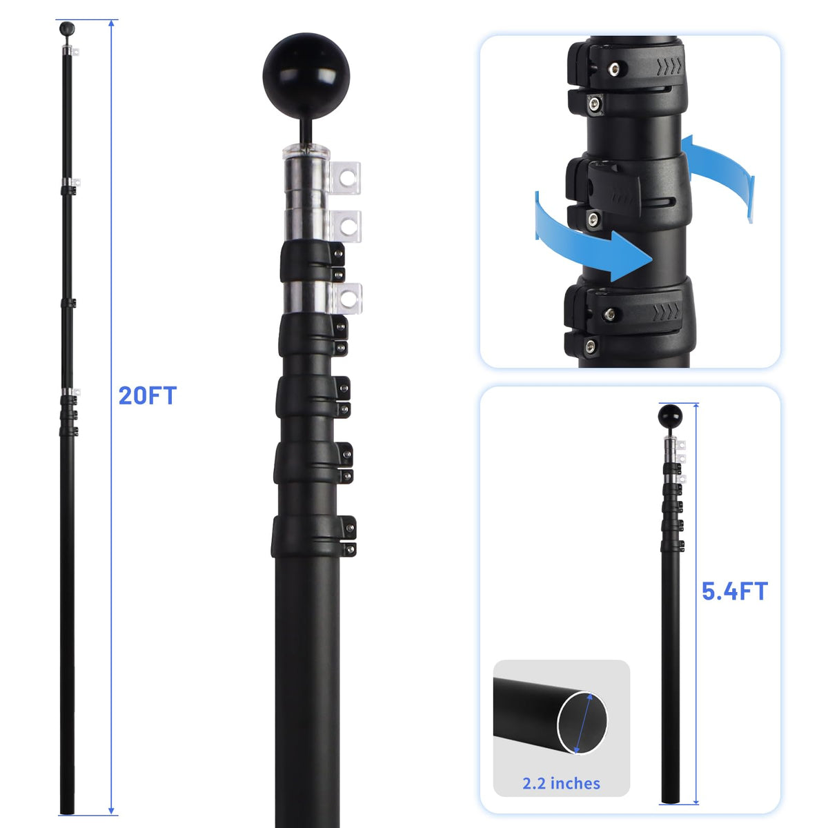 NELXINJO 18-inch mounting sleeve for quick, stable installation.