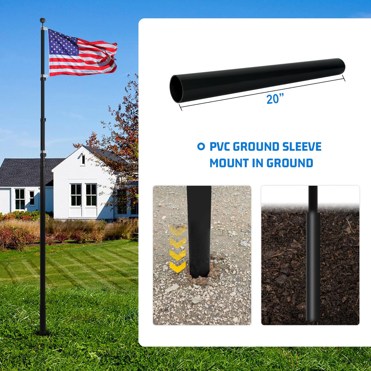 NELXINJO 3x5 American flag ready to display with the pole.