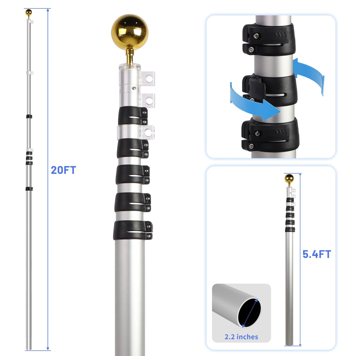 NELXINJO flag pole assembly instructions for quick setup